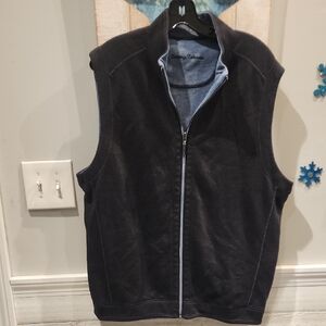 Tommy Bahama Men's Flipshore Full Zip Reversible Vest Black& Blue Sz L